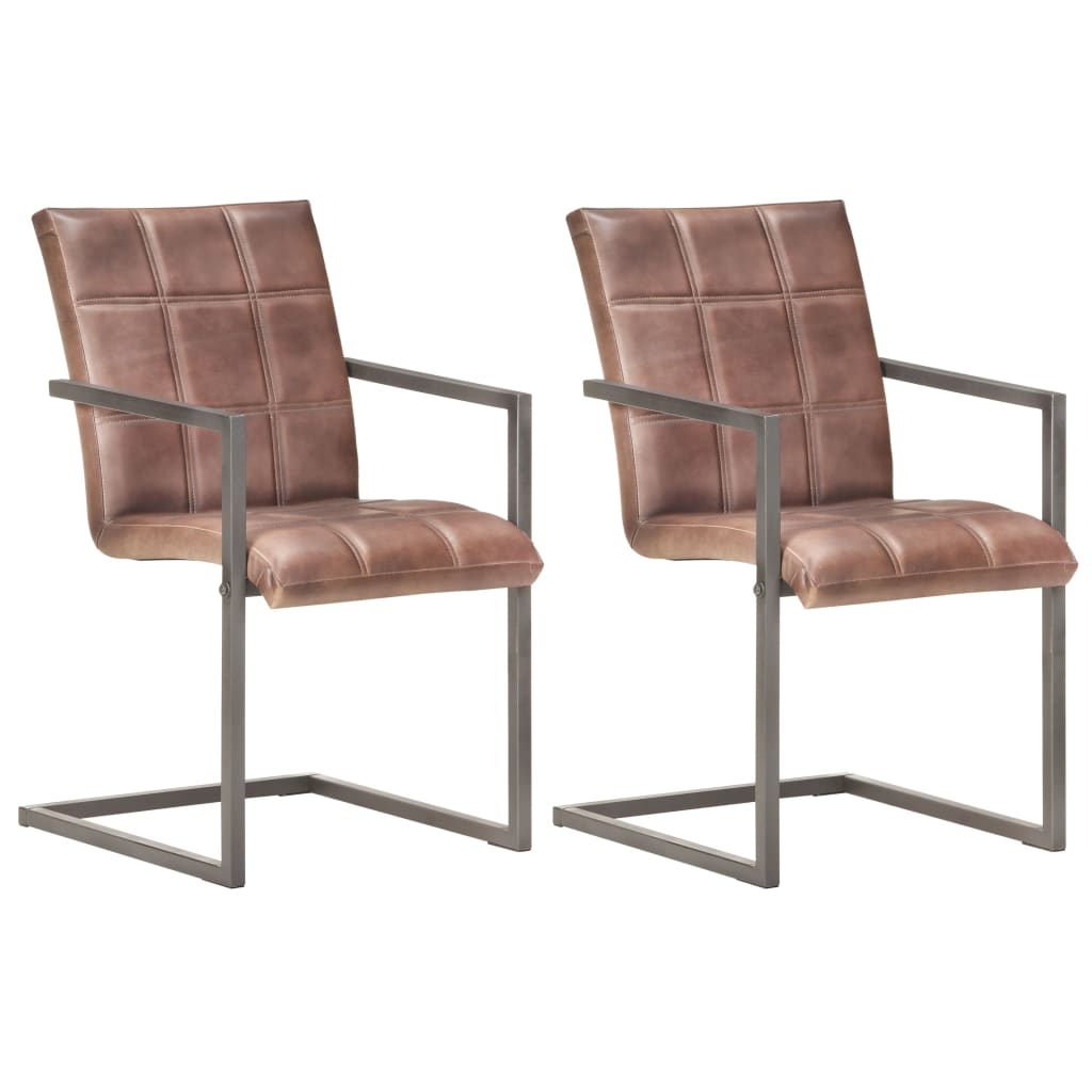 Chaise Cantilever en Cuir pour Salle à Manger-Marron foncé-modèle 4-2-La-Fabrique-Industrielle