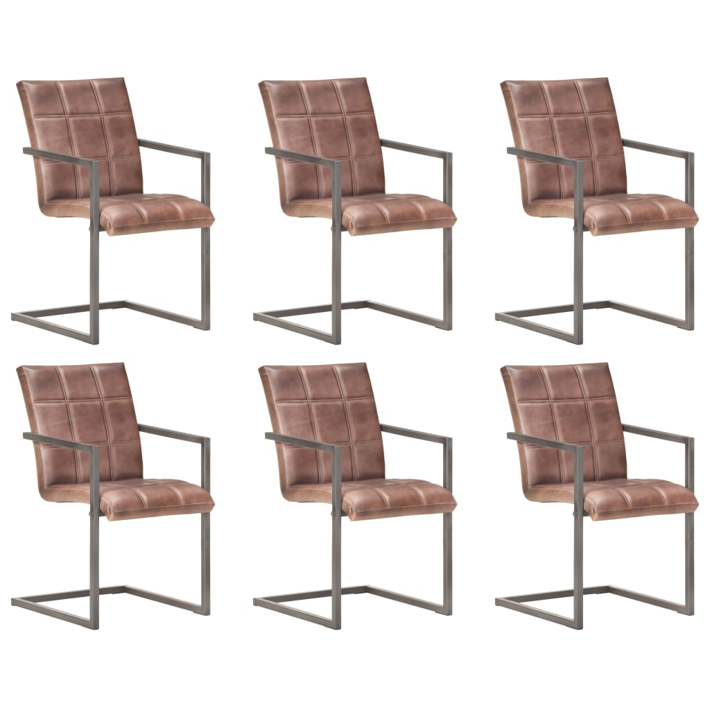 Chaise Cantilever en Cuir pour Salle à Manger-Marron foncé-modèle 4-6-La-Fabrique-Industrielle
