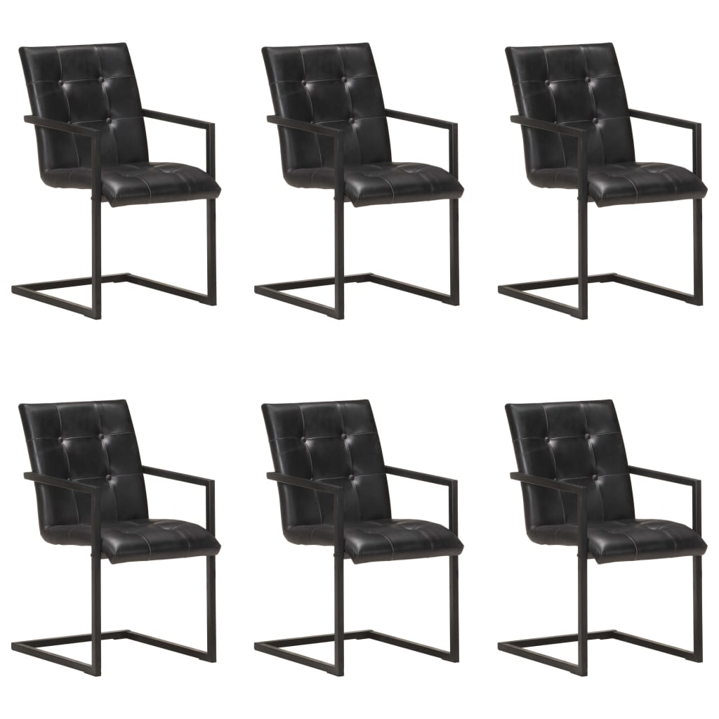 Chaise Cantilever en Cuir pour Salle à Manger-Noir-modèle 3-6-La-Fabrique-Industrielle