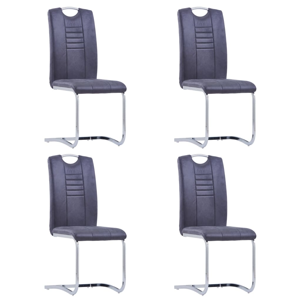 Chaise Cantilever en Simili Cuir Daim Gris-Gris-4-La-Fabrique-Industrielle