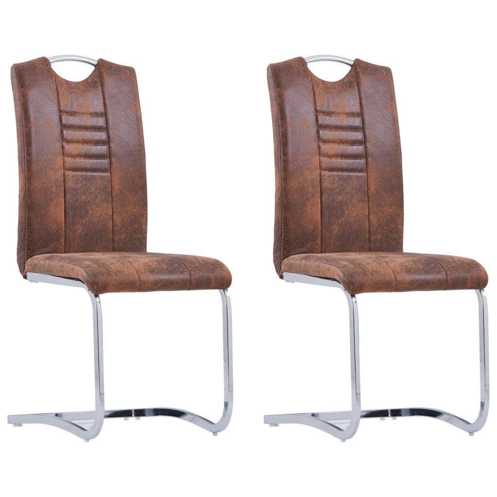 Chaise Cantilever en Simili Cuir Daim Gris-Marron-2-La-Fabrique-Industrielle