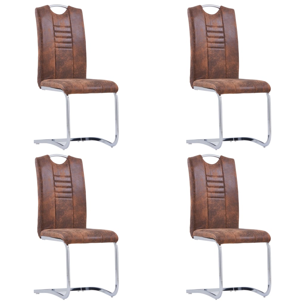Chaise Cantilever en Simili Cuir Daim Gris-Marron-4-La-Fabrique-Industrielle