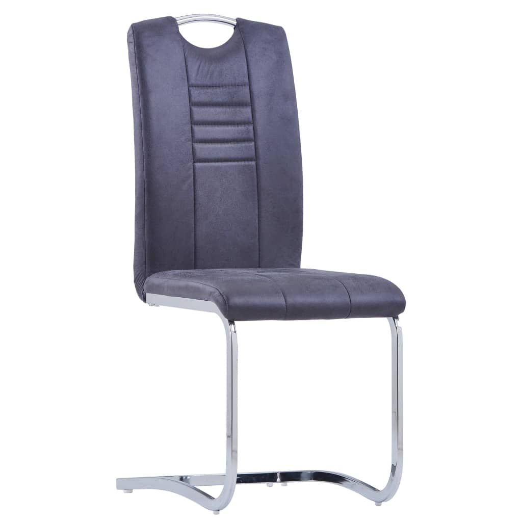 Chaise Cantilever en Simili Cuir Daim Gris-La-Fabrique-Industrielle
