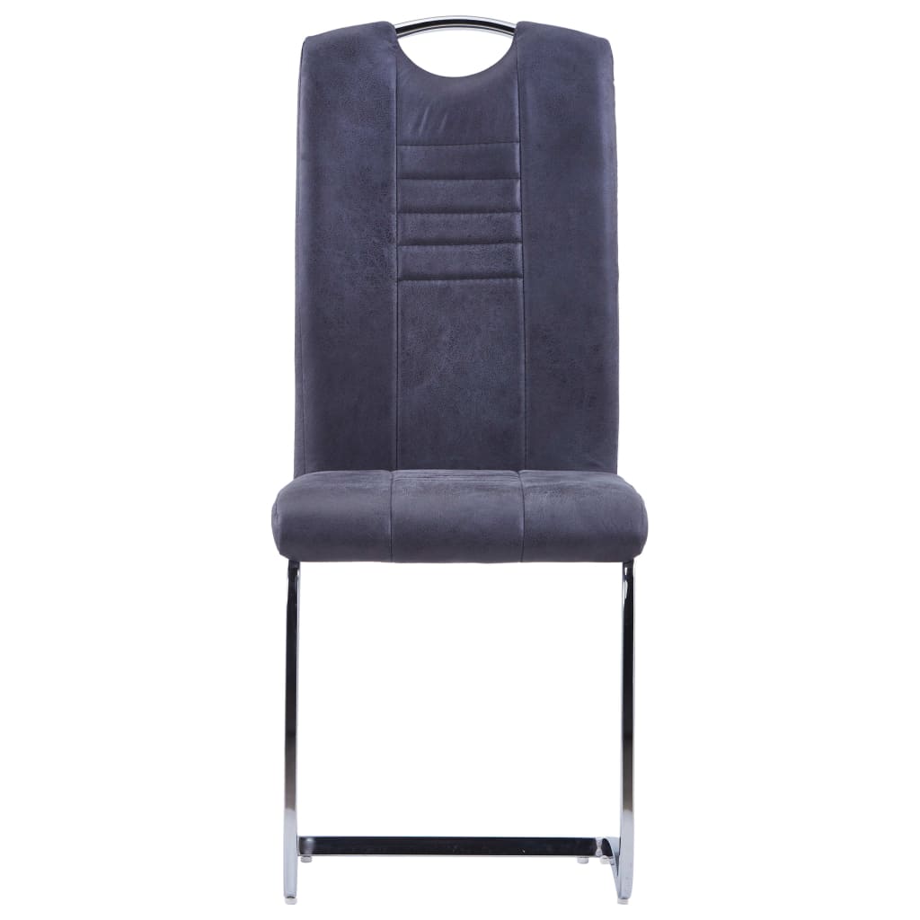 Chaise Cantilever en Simili Cuir Daim Gris-La-Fabrique-Industrielle