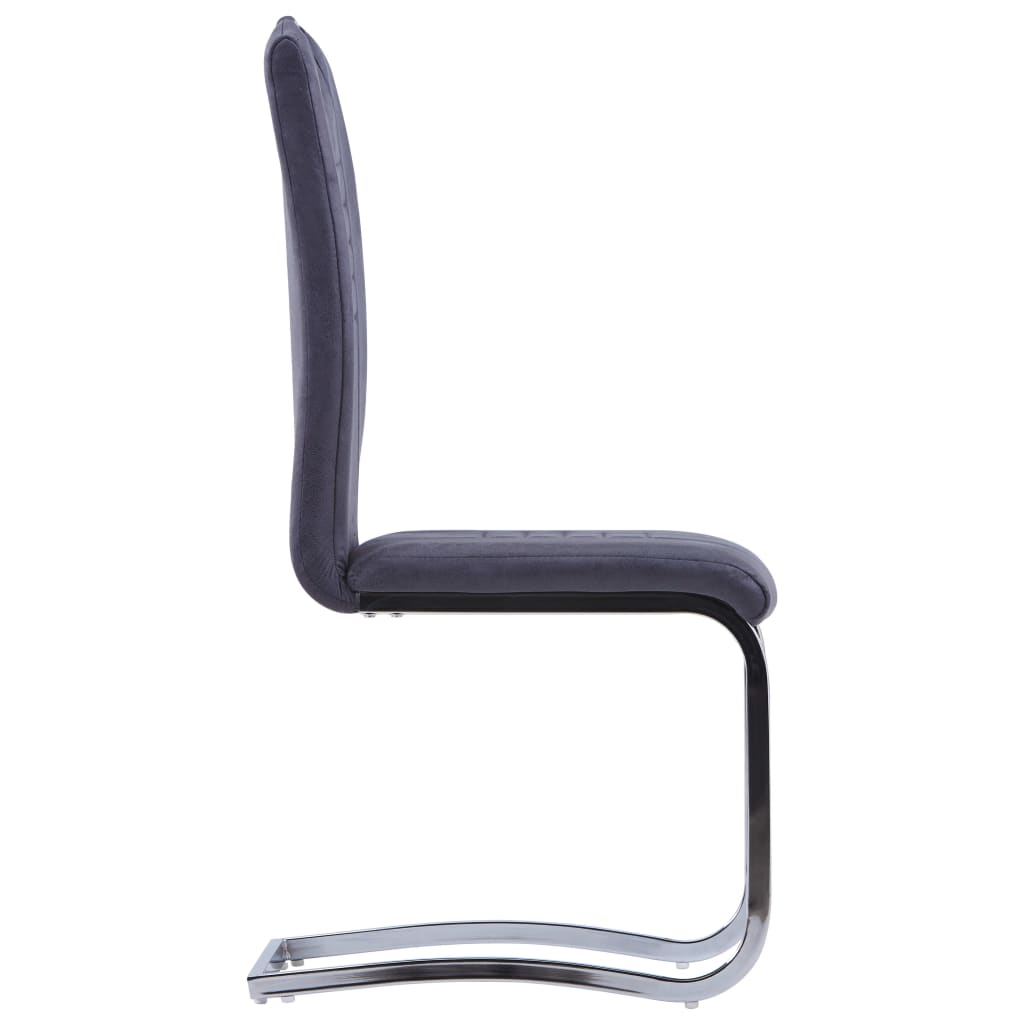 Chaise Cantilever en Simili Cuir Daim Gris-La-Fabrique-Industrielle