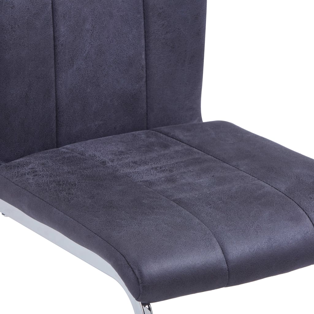Chaise Cantilever en Simili Cuir Daim Gris-La-Fabrique-Industrielle