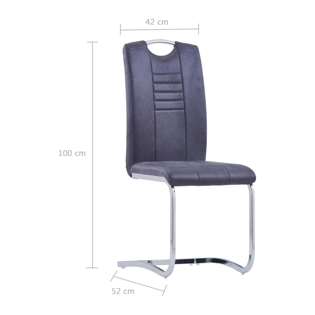 Chaise Cantilever en Simili Cuir Daim Gris-La-Fabrique-Industrielle