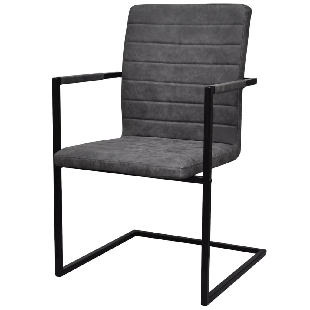 Chaise Cantilever en Similicuir Gris-La-Fabrique-Industrielle