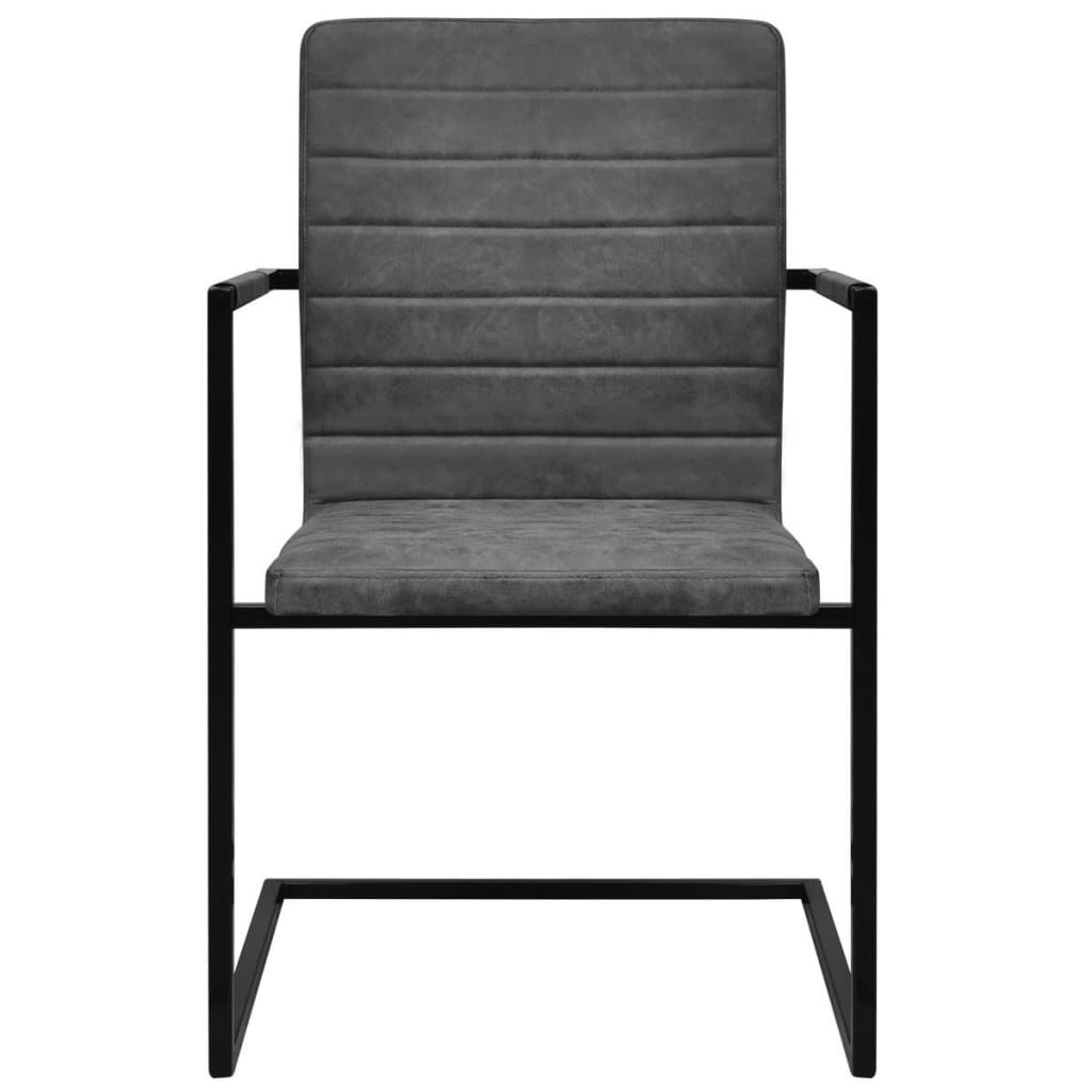 Chaise Cantilever en Similicuir Gris-La-Fabrique-Industrielle