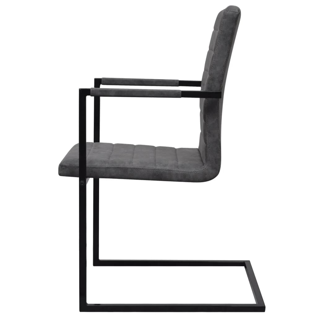 Chaise Cantilever en Similicuir Gris-La-Fabrique-Industrielle