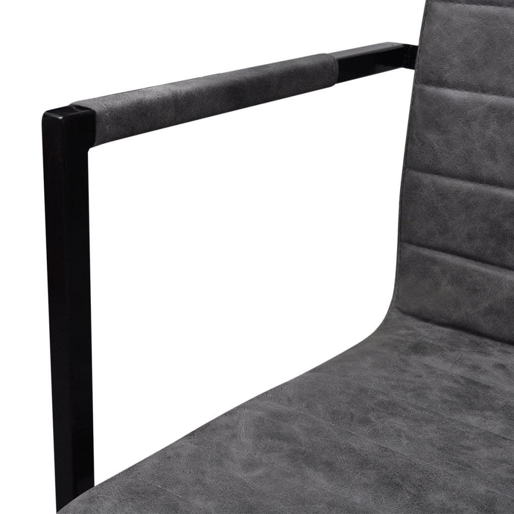 Chaise Cantilever en Similicuir Gris-La-Fabrique-Industrielle