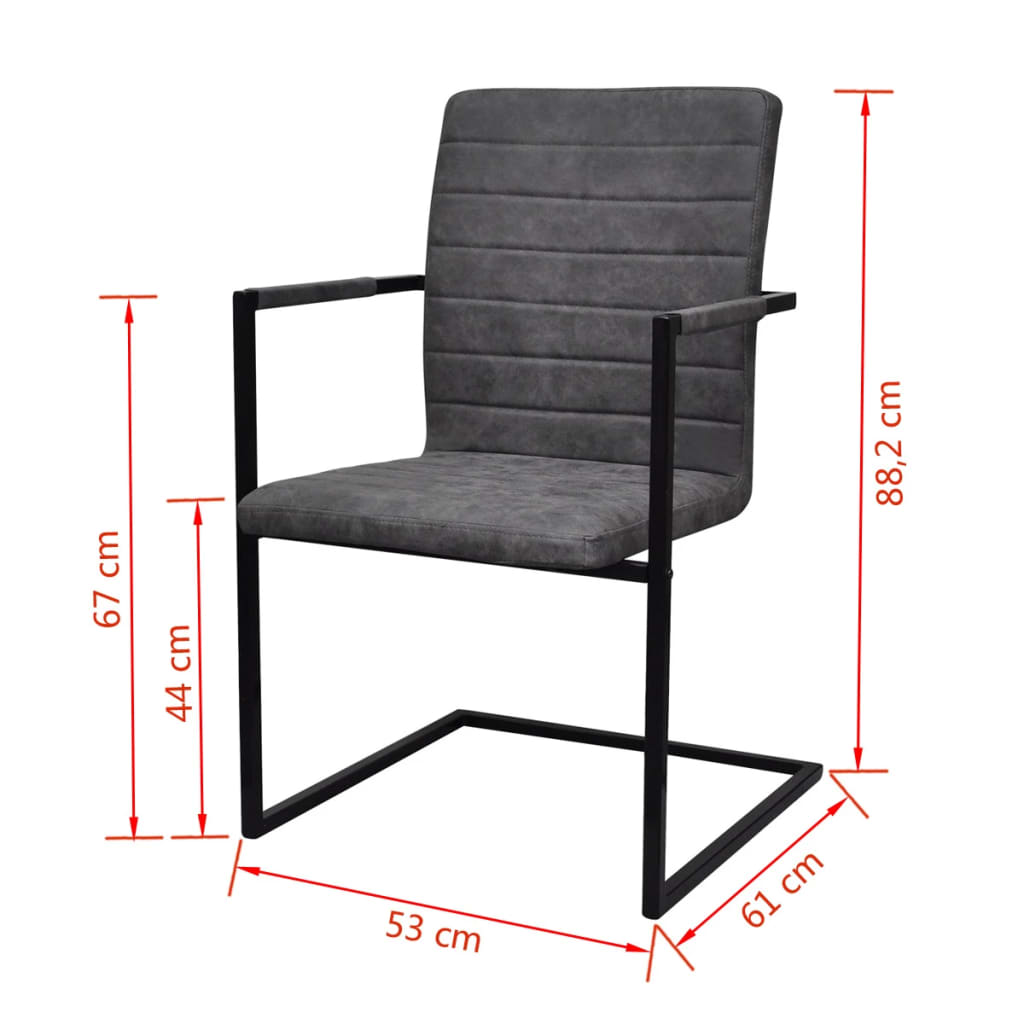 Chaise Cantilever en Similicuir Gris-La-Fabrique-Industrielle