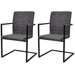 Chaise Cantilever en Similicuir Gris-La-Fabrique-Industrielle
