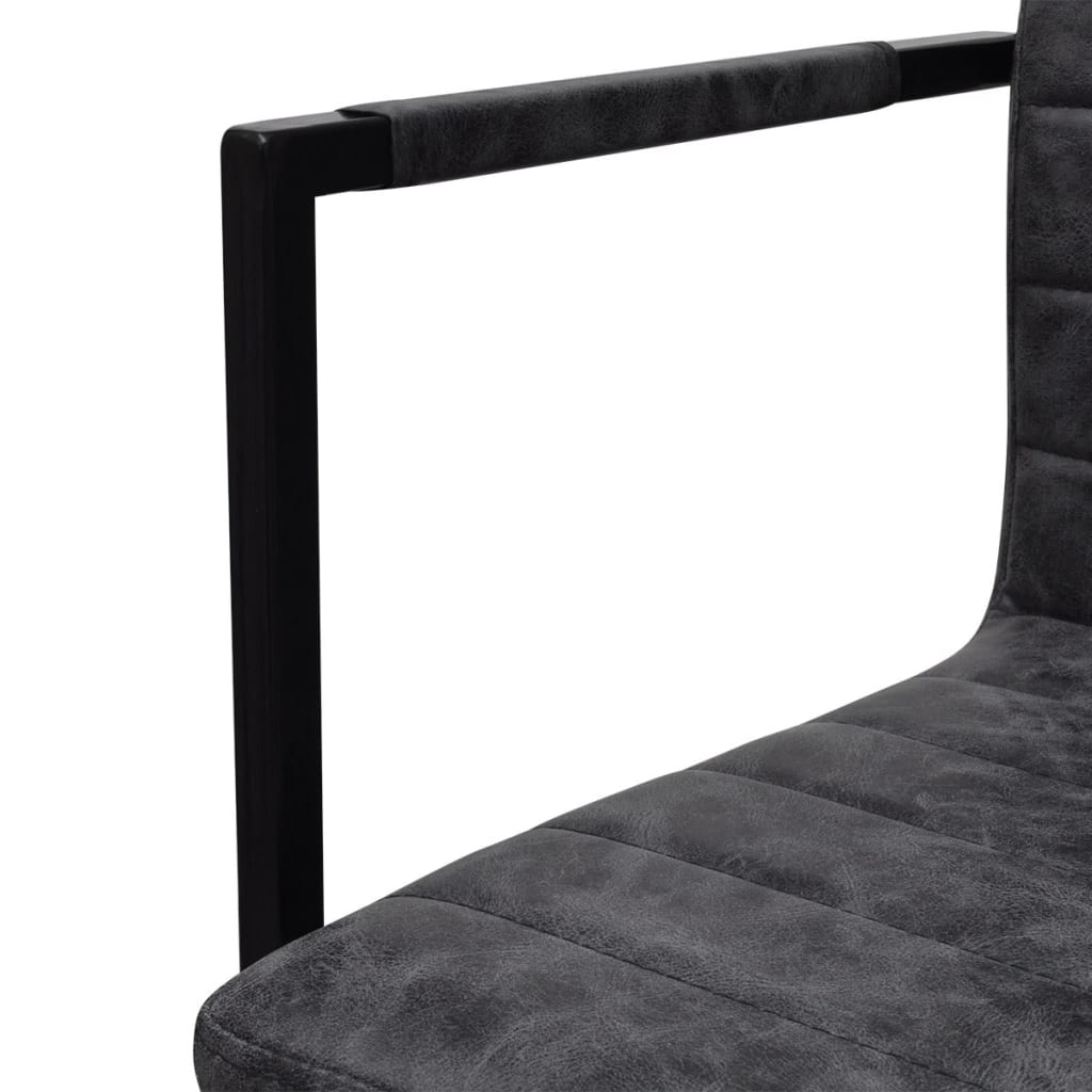 Chaise Cantilever en Similicuir Noir avec Accoudoir-La-Fabrique-Industrielle