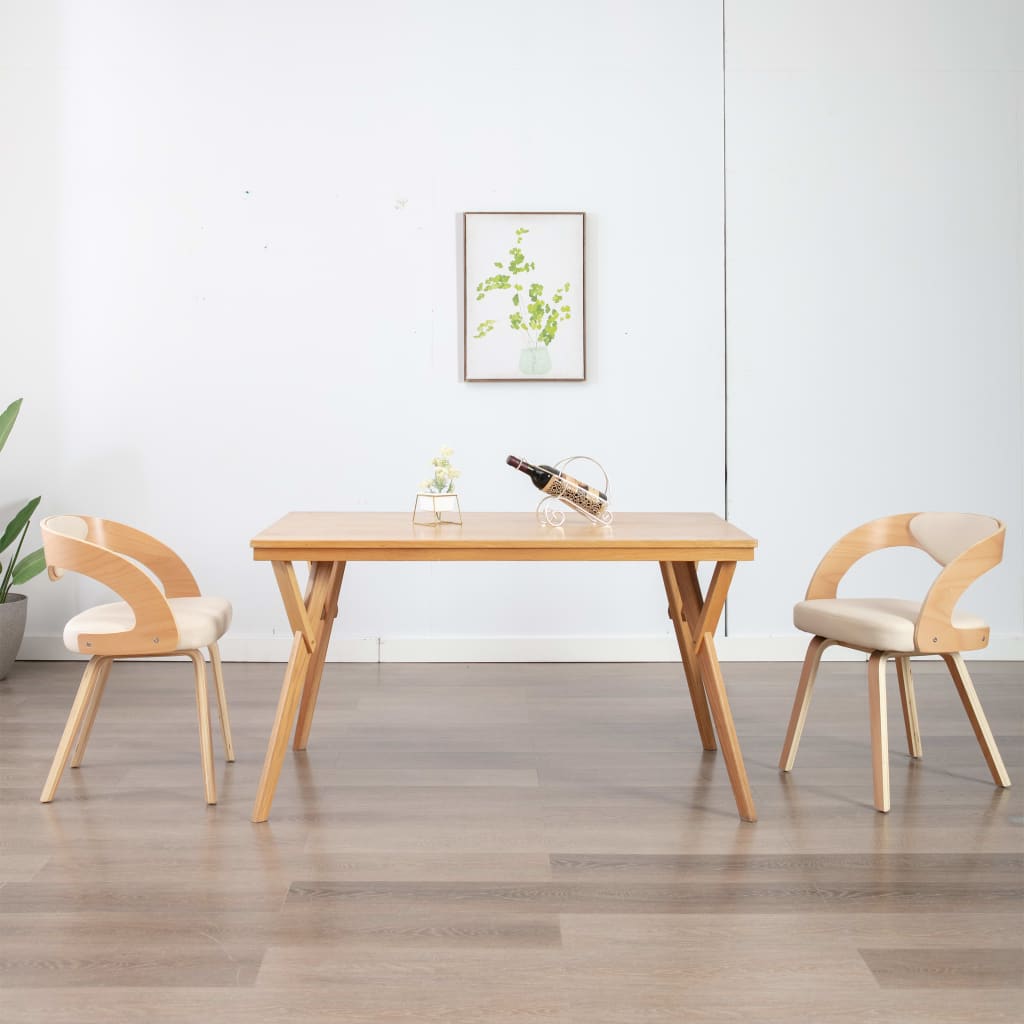 Chaise Industrielle en Bois Courbé et Cuir-crème et marron clair-2-La-Fabrique-Industrielle