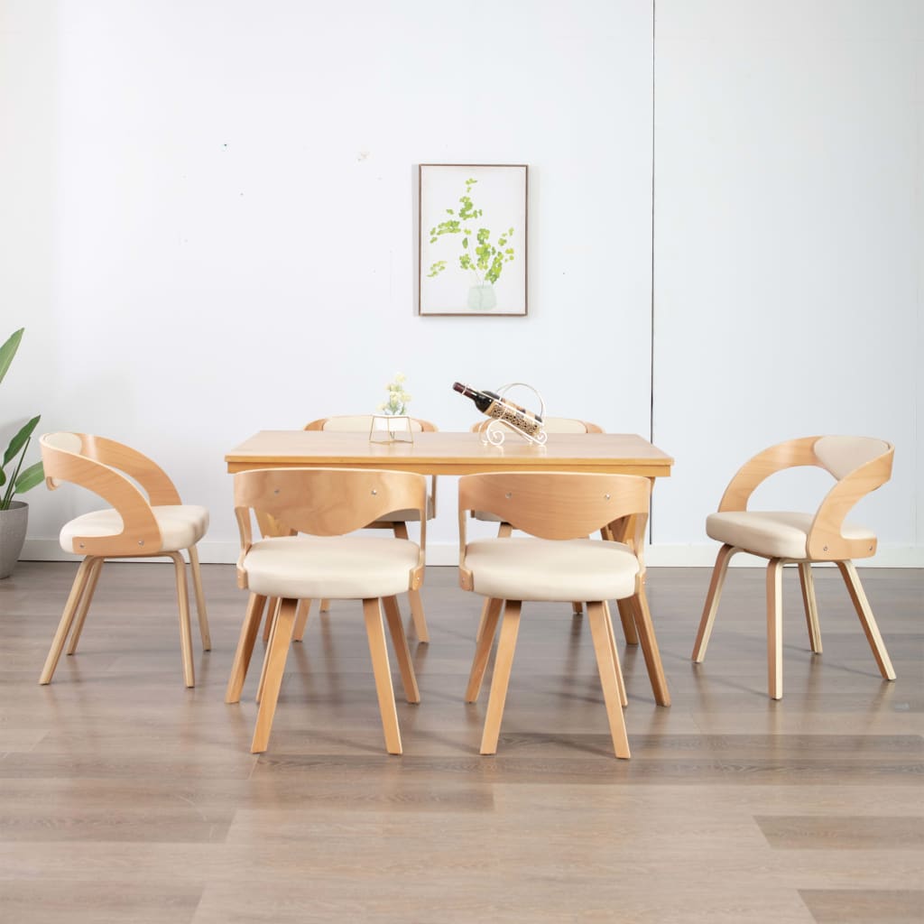 Chaise Industrielle en Bois Courbé et Cuir-crème et marron clair-6-La-Fabrique-Industrielle