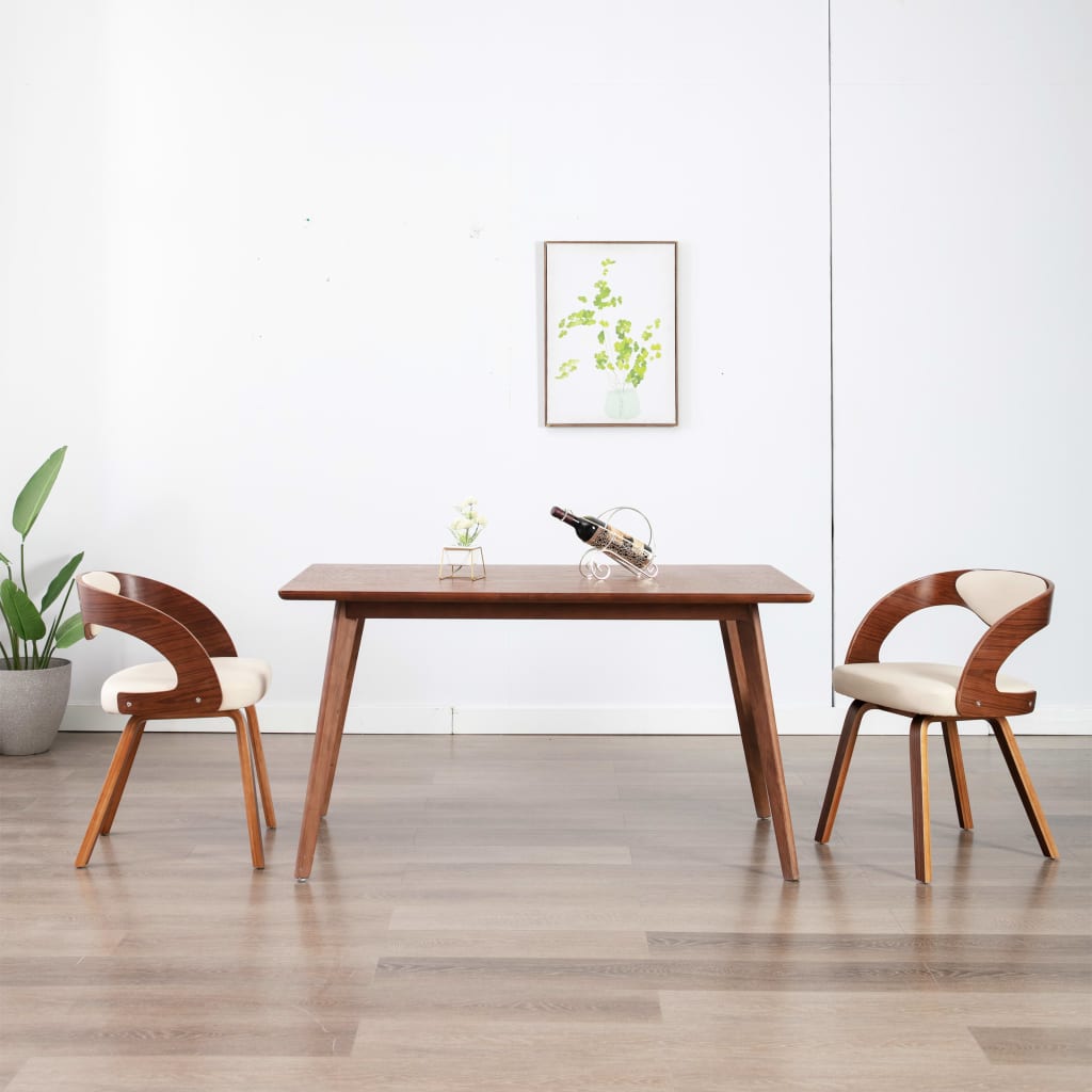 Chaise Industrielle en Bois Courbé et Cuir-crème et marron foncé-2-La-Fabrique-Industrielle