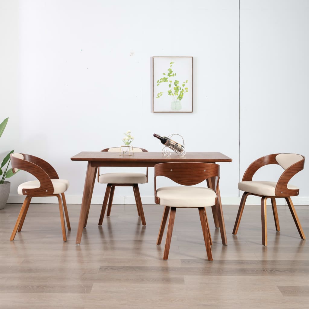 Chaise Industrielle en Bois Courbé et Cuir-crème et marron foncé-4-La-Fabrique-Industrielle