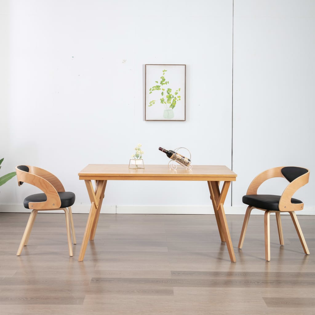 Chaise Industrielle en Bois Courbé et Cuir-noir et marron clair-2-La-Fabrique-Industrielle