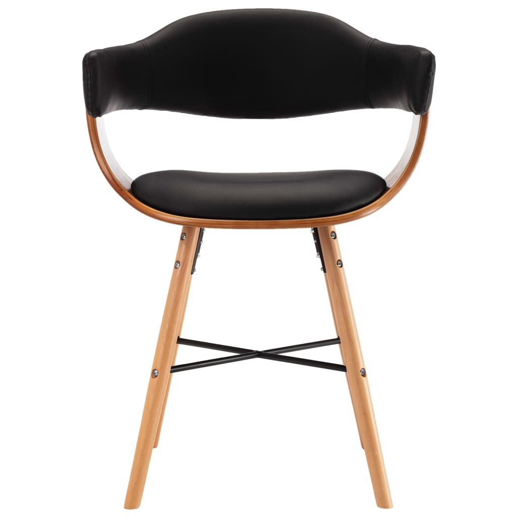 Chaise Industrielle en Bois Courbé et Simili Cuir Noir-La-Fabrique-Industrielle