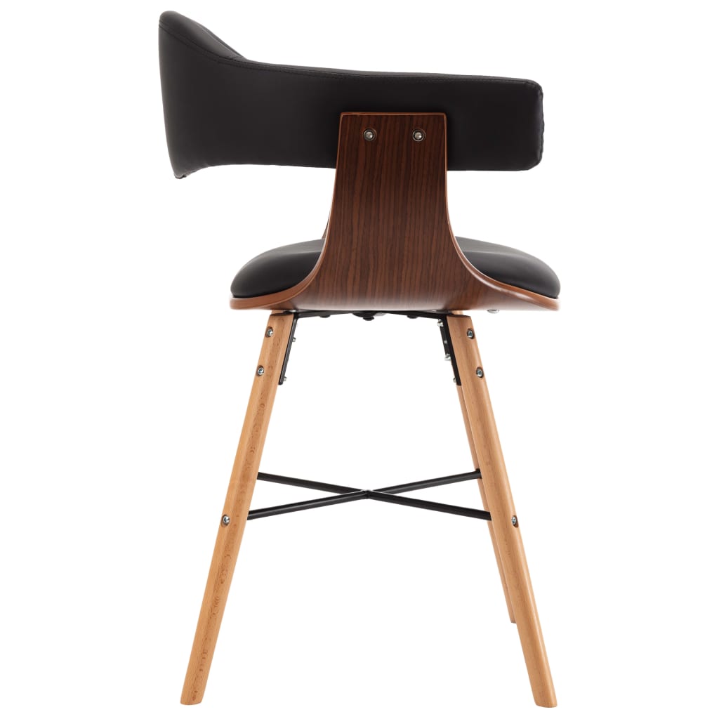Chaise Industrielle en Bois Courbé et Simili Cuir Noir-La-Fabrique-Industrielle