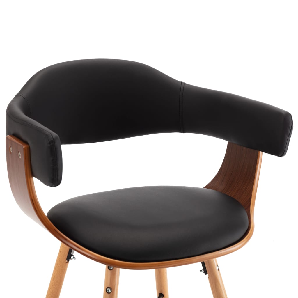 Chaise Industrielle en Bois Courbé et Simili Cuir Noir-La-Fabrique-Industrielle