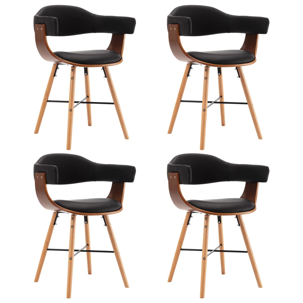 Chaise Industrielle en Bois Courbé et Simili Cuir Noir-noir et marron foncé-4-La-Fabrique-Industrielle