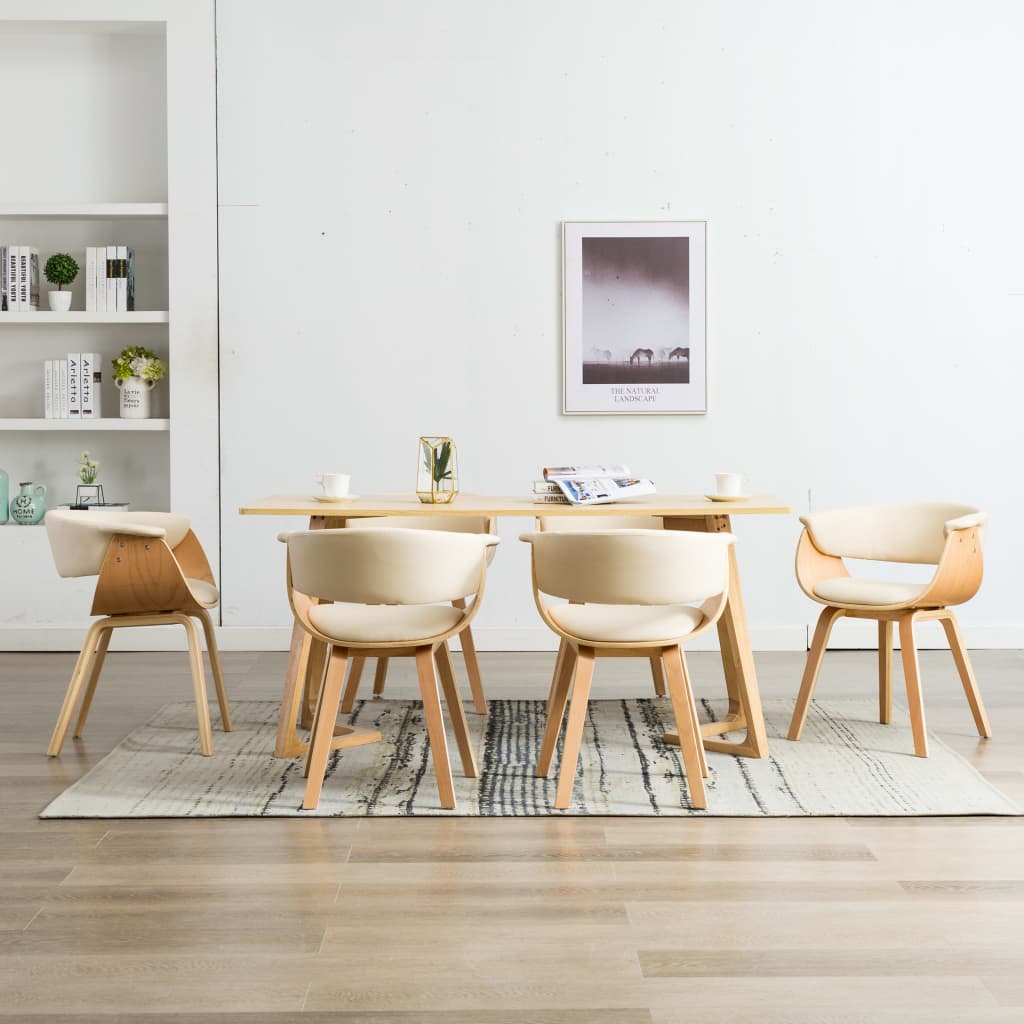 Chaise Industrielle en Bois et Cuir Courbé-crème et marron clair-6-La-Fabrique-Industrielle