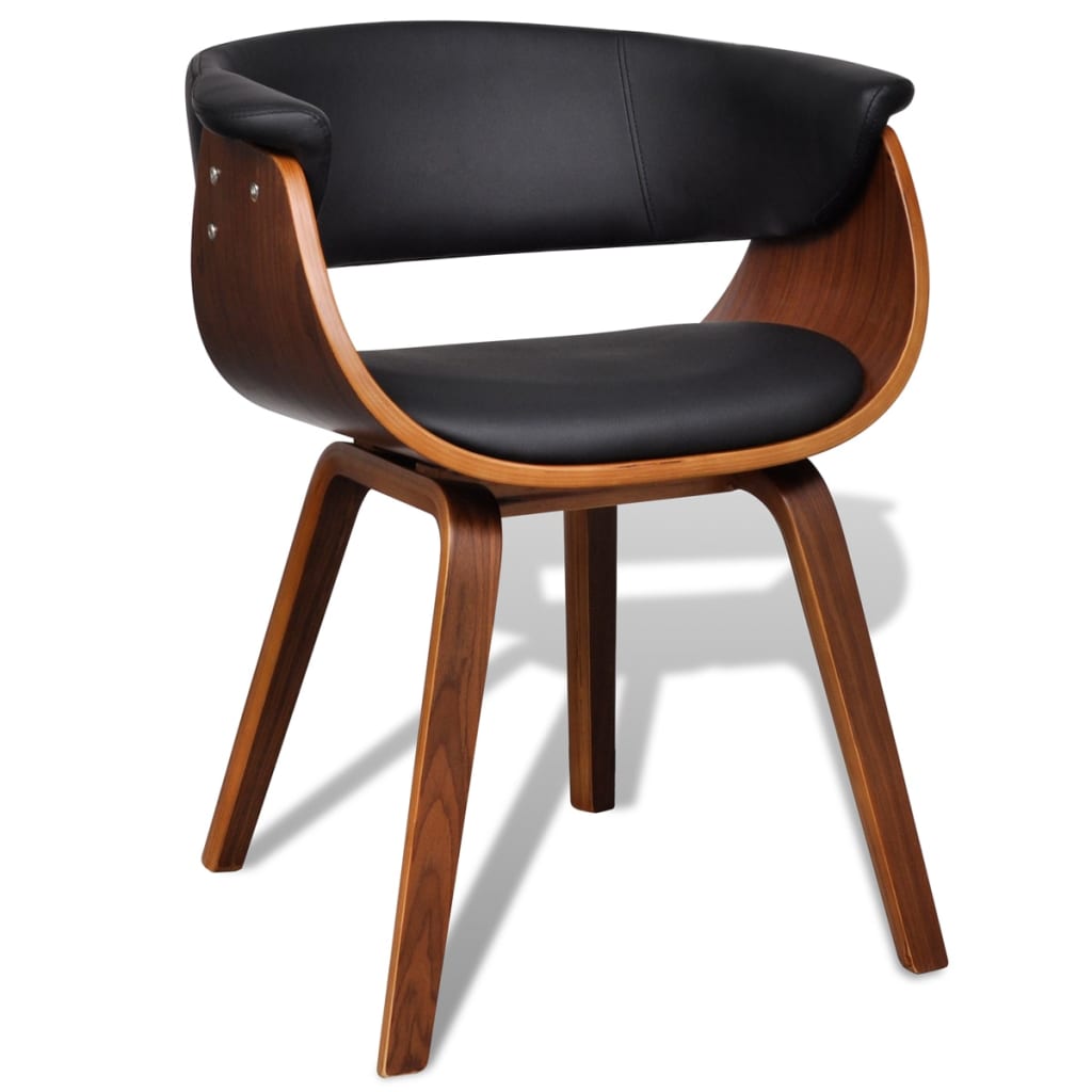 Chaise Industrielle en Bois et Cuir Courbé-noir et marron foncé-1-La-Fabrique-Industrielle