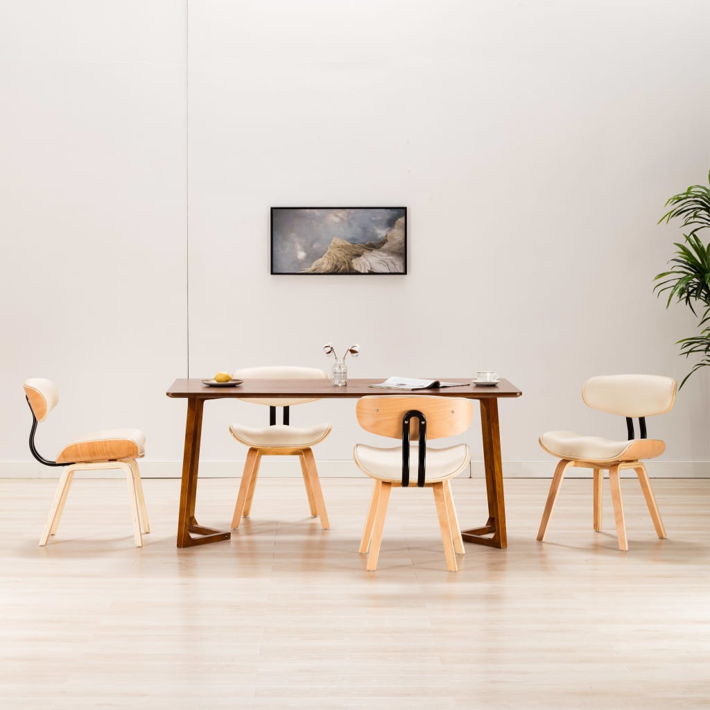 Chaise Industrielle en Cuir Noir et Bois Courbé-crème et marron clair-4-La-Fabrique-Industrielle