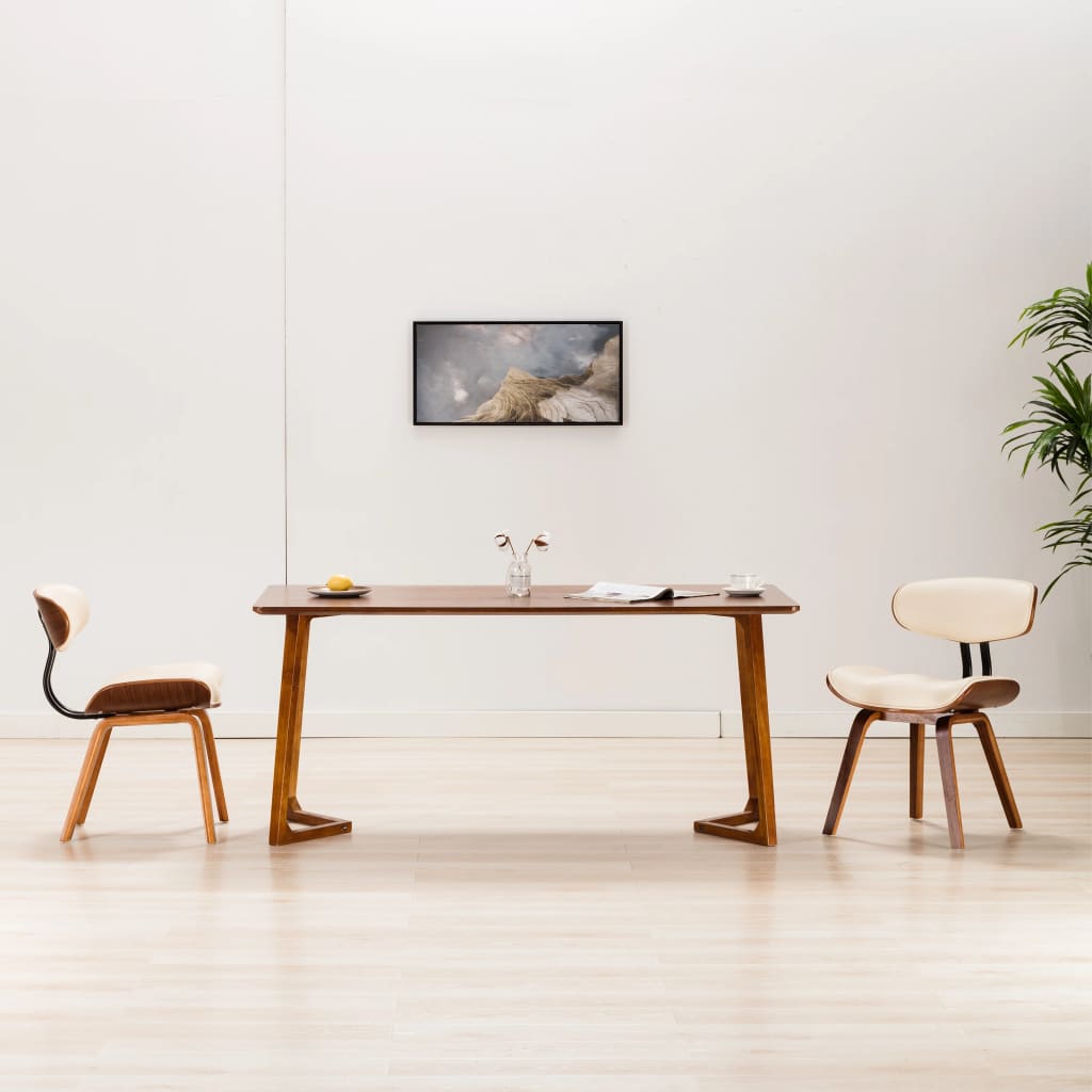 Chaise Industrielle en Cuir Noir et Bois Courbé-crème et marron foncé-2-La-Fabrique-Industrielle