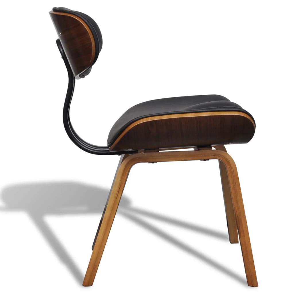 Chaise Industrielle en Cuir Noir et Bois Courbé-La-Fabrique-Industrielle