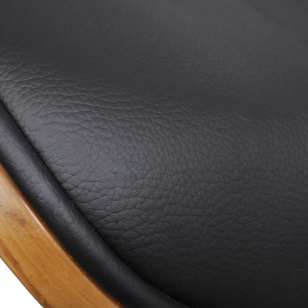 Chaise Industrielle en Cuir Noir et Bois Courbé-La-Fabrique-Industrielle