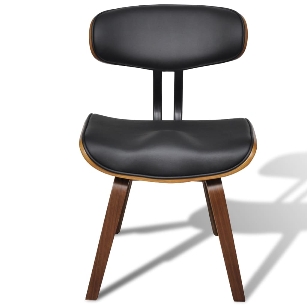 Chaise Industrielle en Cuir Noir et Bois Courbé-La-Fabrique-Industrielle