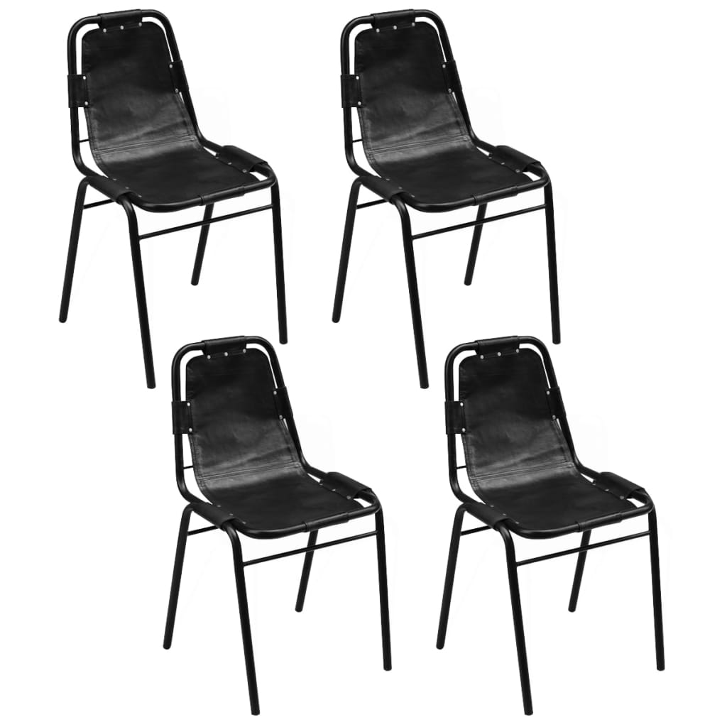Chaise Industrielle en Métal et Cuir Vintage Noir-4-La-Fabrique-Industrielle