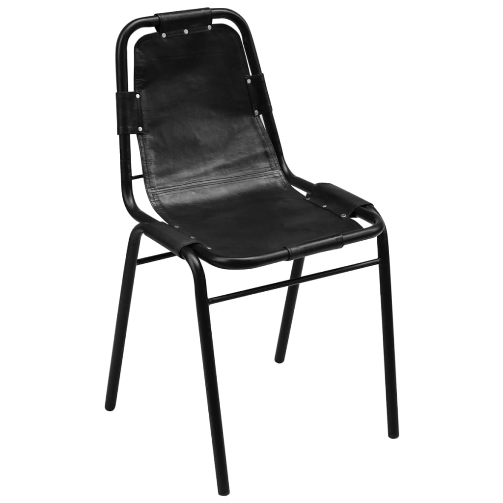 Chaise Industrielle en Métal et Cuir Vintage Noir-La-Fabrique-Industrielle