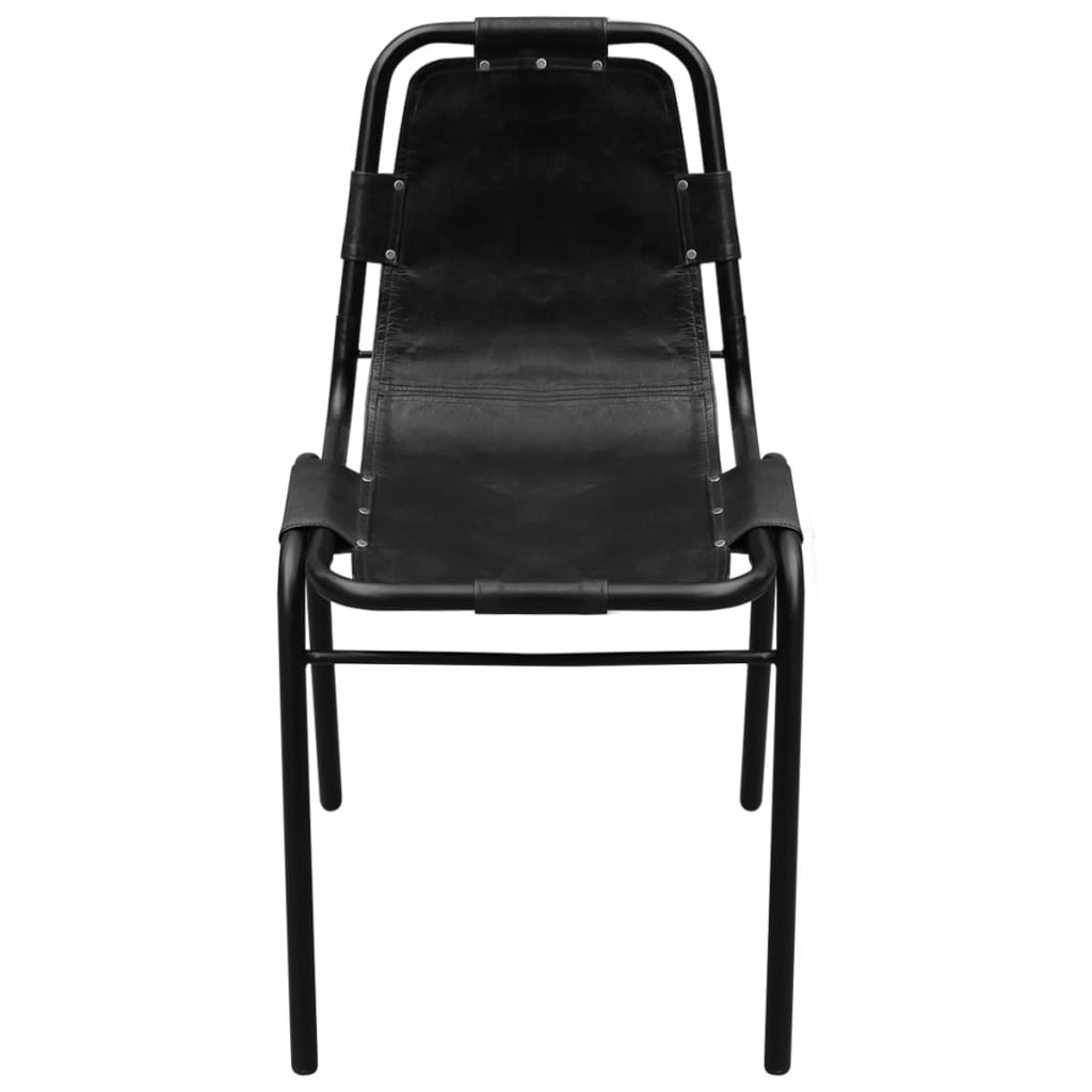 Chaise Industrielle en Métal et Cuir Vintage Noir-La-Fabrique-Industrielle