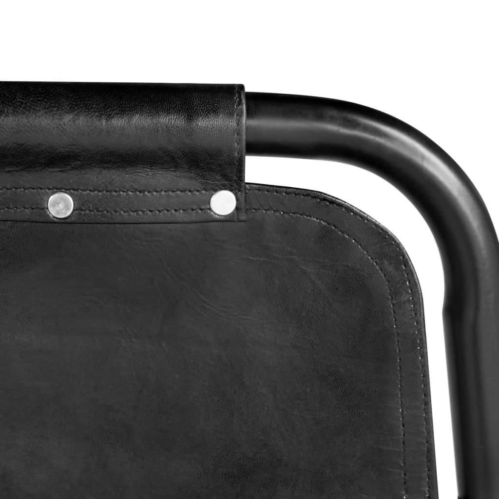 Chaise Industrielle en Métal et Cuir Vintage Noir-La-Fabrique-Industrielle