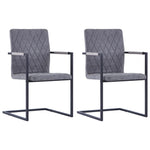 Chaise en Similicuir et Acier Style Cantilever-Gris foncé-motif à losange-2-La-Fabrique-Industrielle