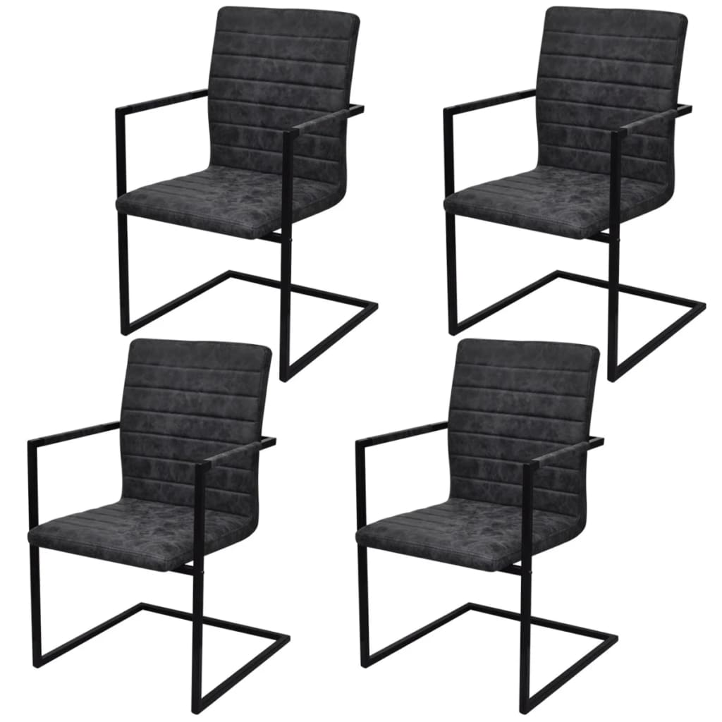Chaise en Similicuir et Acier Style Cantilever-Noir-motif à rayures-4-La-Fabrique-Industrielle