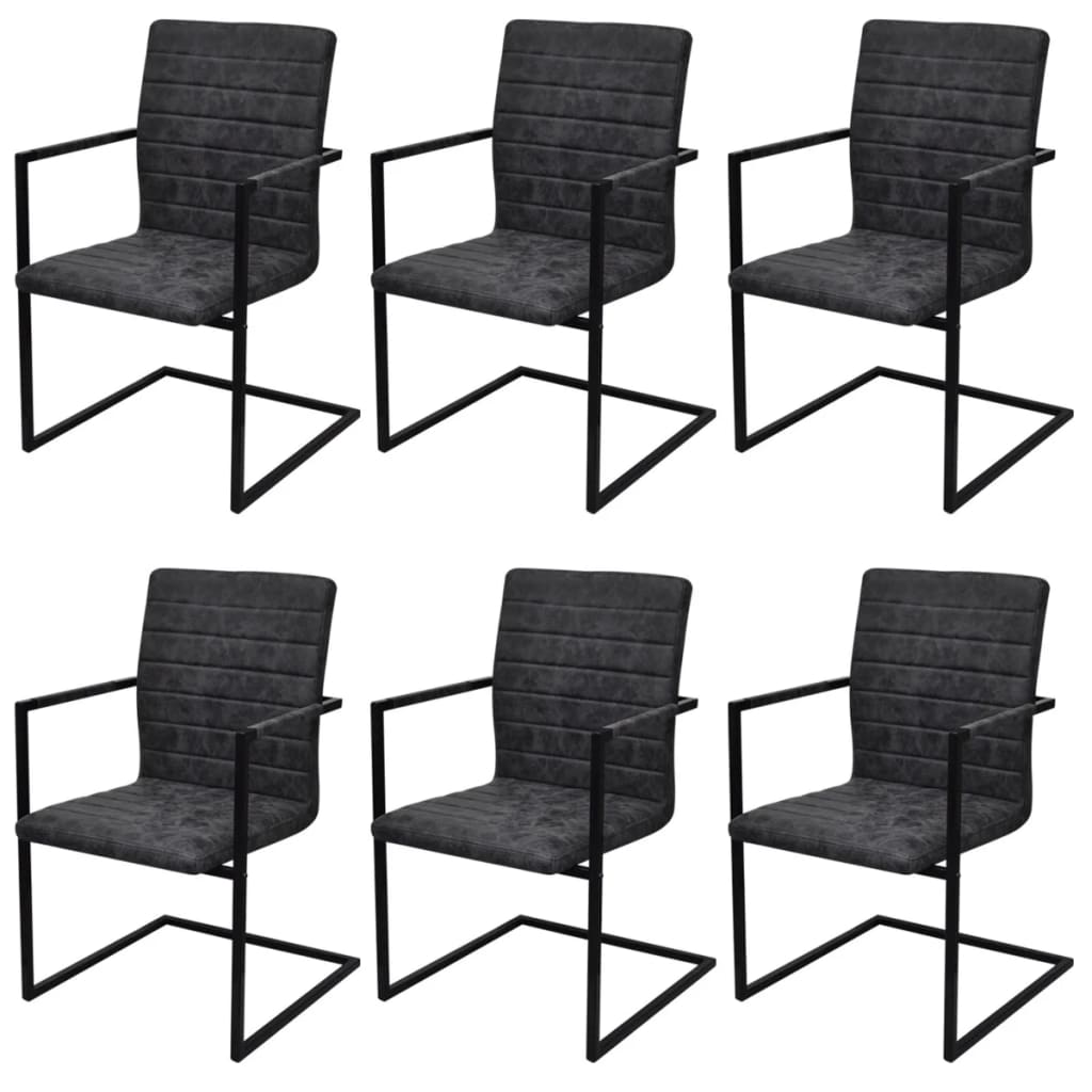 Chaise en Similicuir et Acier Style Cantilever-Noir-motif à rayures-6-La-Fabrique-Industrielle