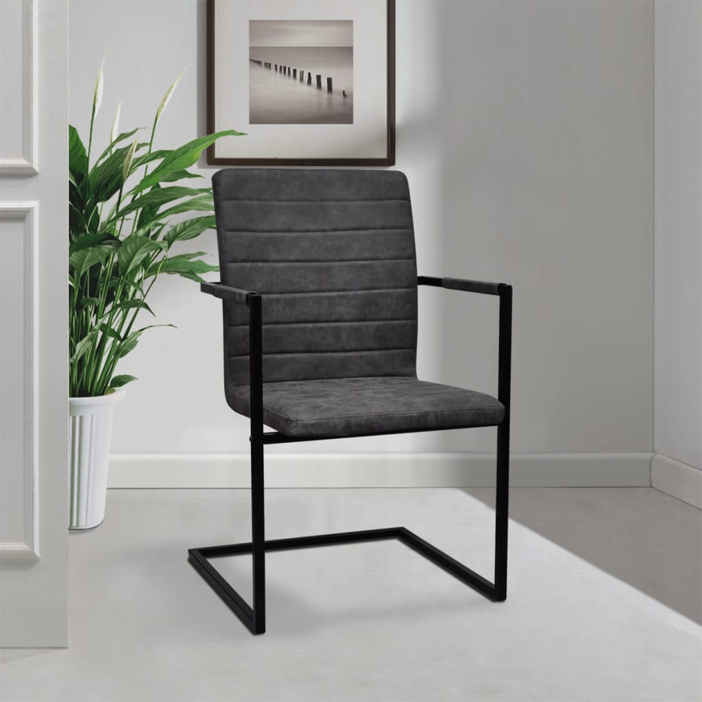 Chaise en Similicuir et Acier Style Cantilever-La-Fabrique-Industrielle