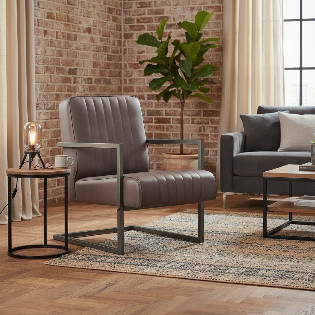 Chaise Cantilever Industrielle en Cuir