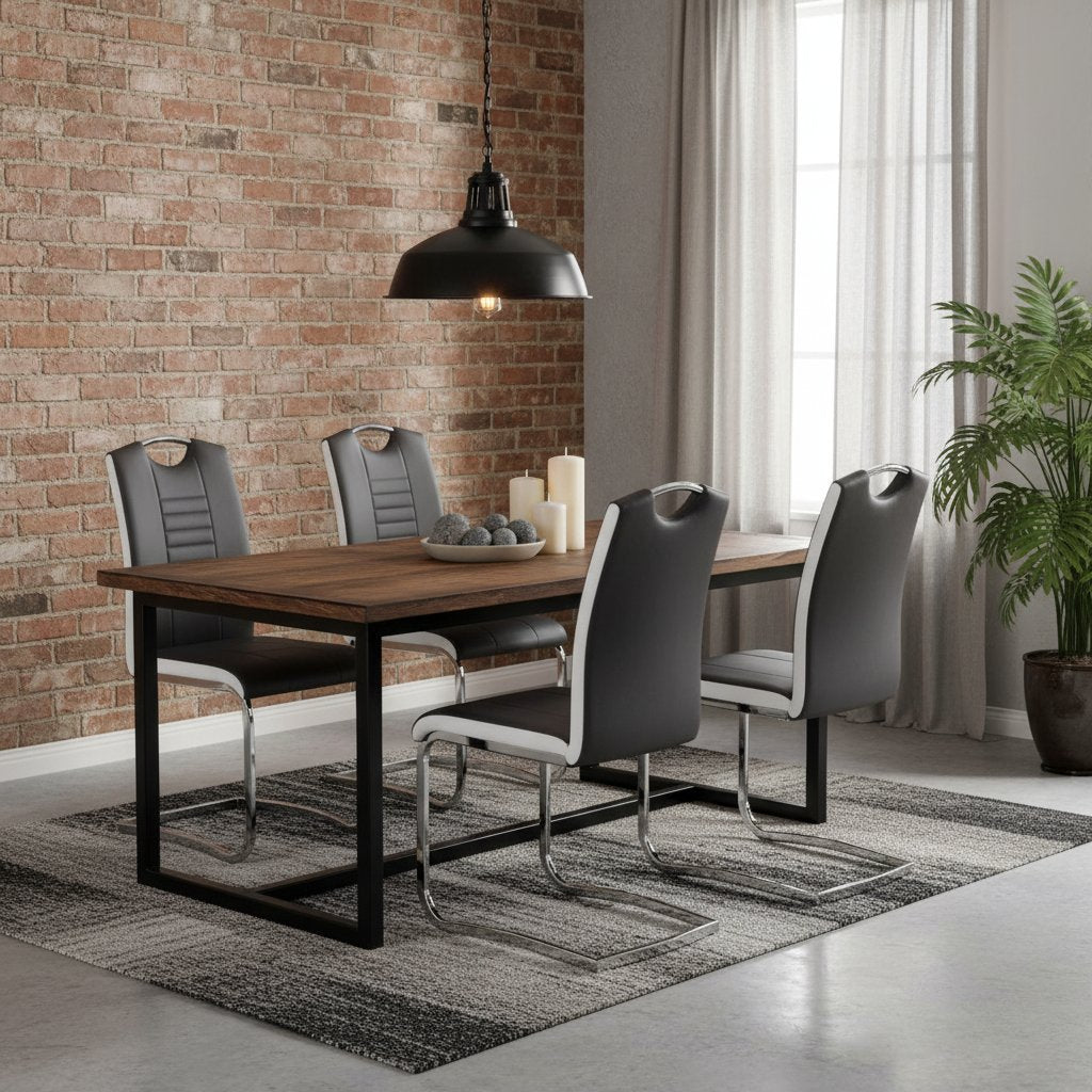 Chaise Cantilever en Cuir au Style Industriel