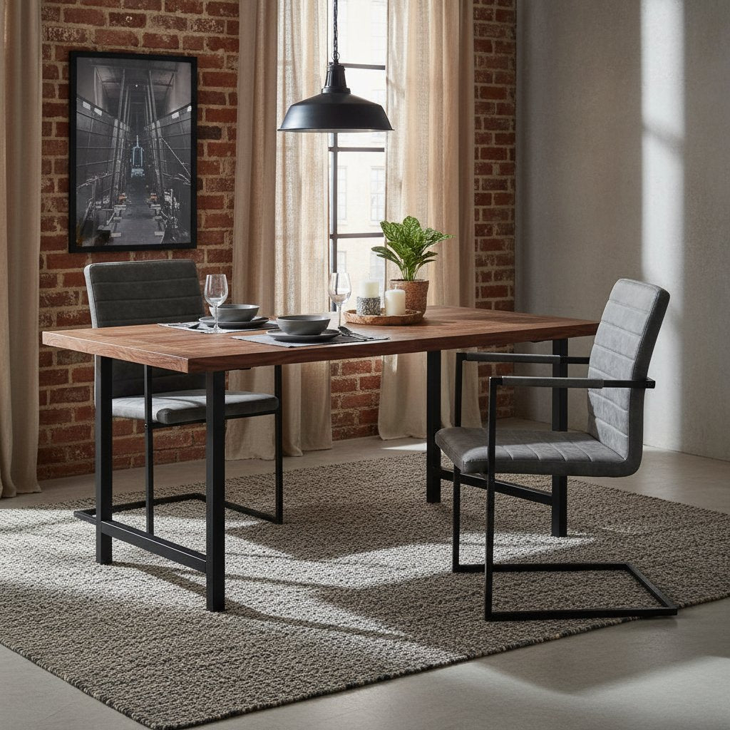 Chaise Cantilever en Similicuir Gris