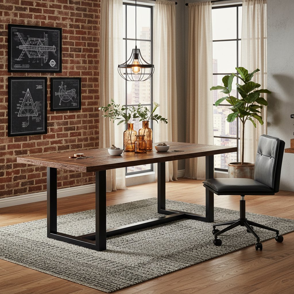 Chaise Industrielle en Cuir et Métal