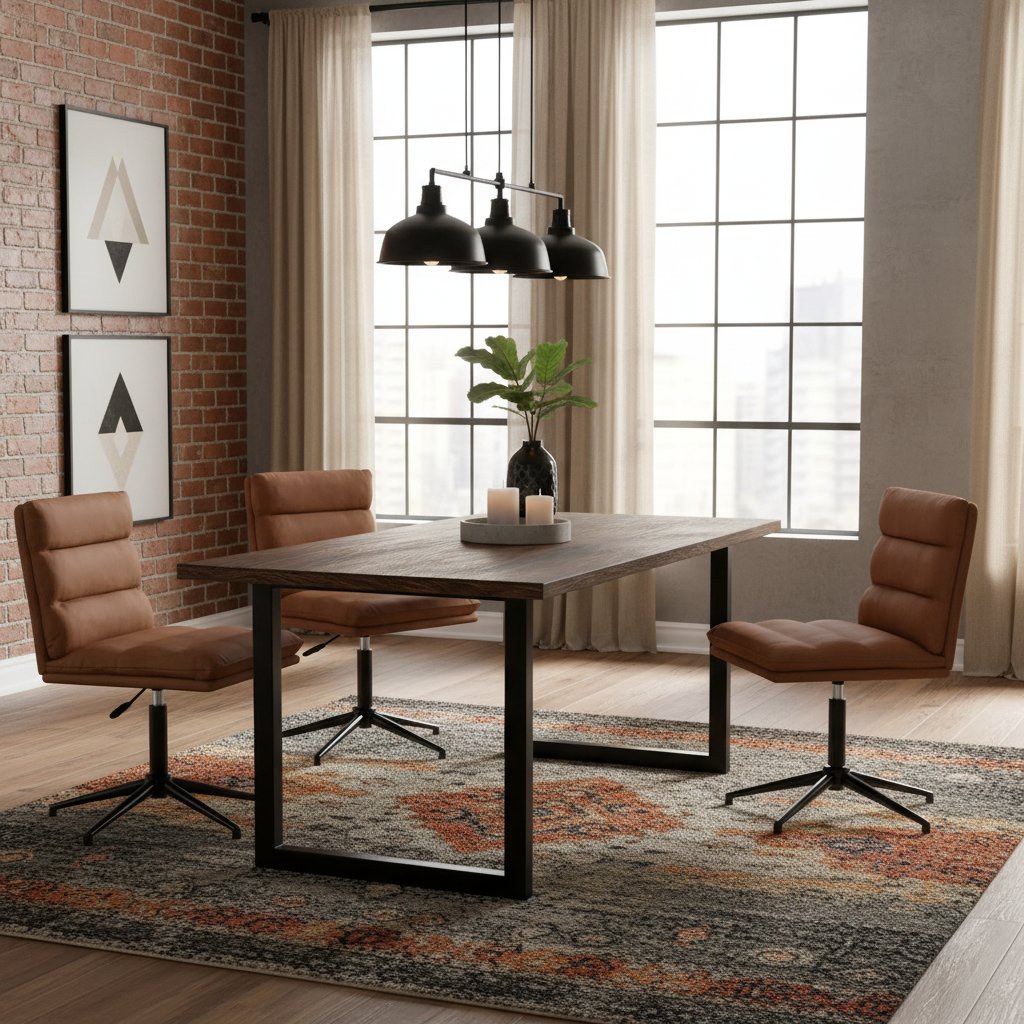 Chaise Industrielle en Simili Cuir Marron