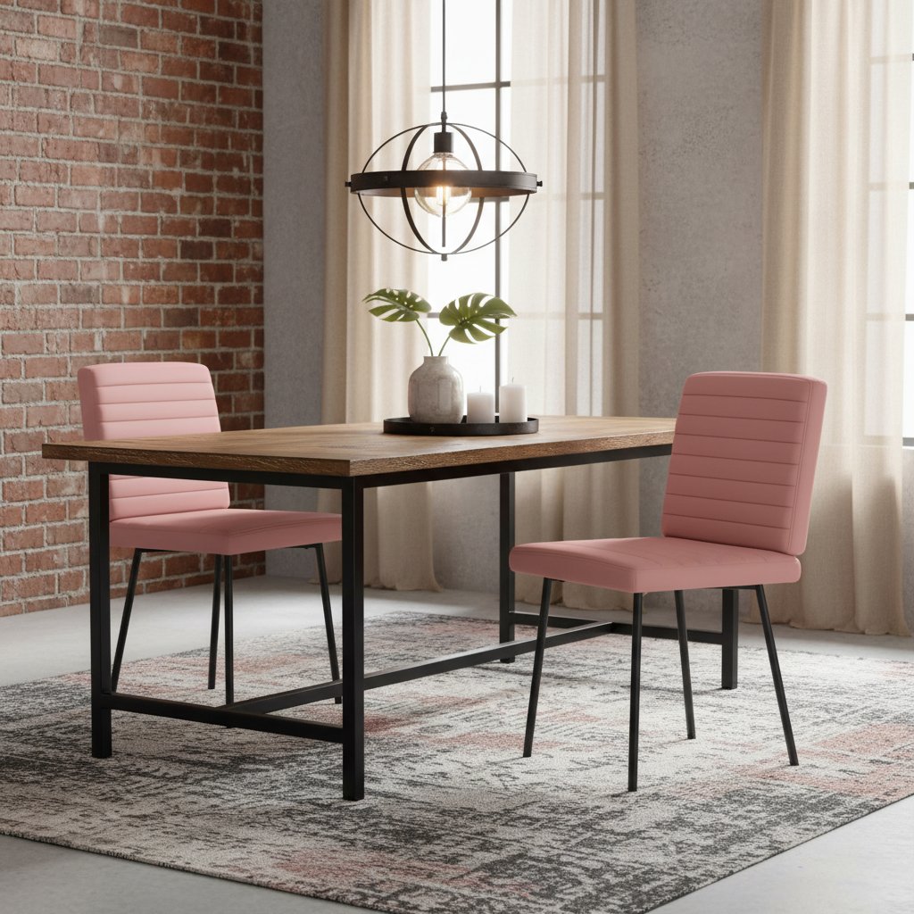 Chaise Industrielle en Simili Cuir et Métal