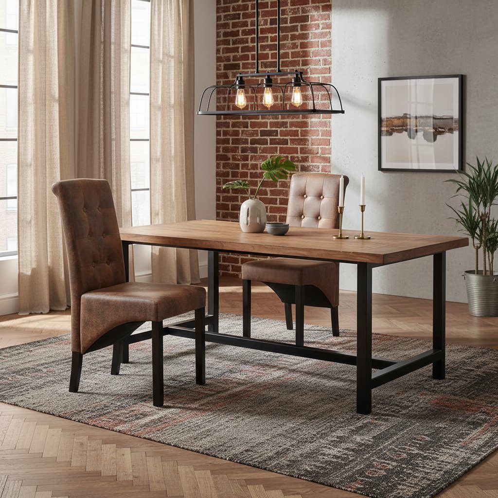 Chaise Vintage en Cuir et Bois Industriel