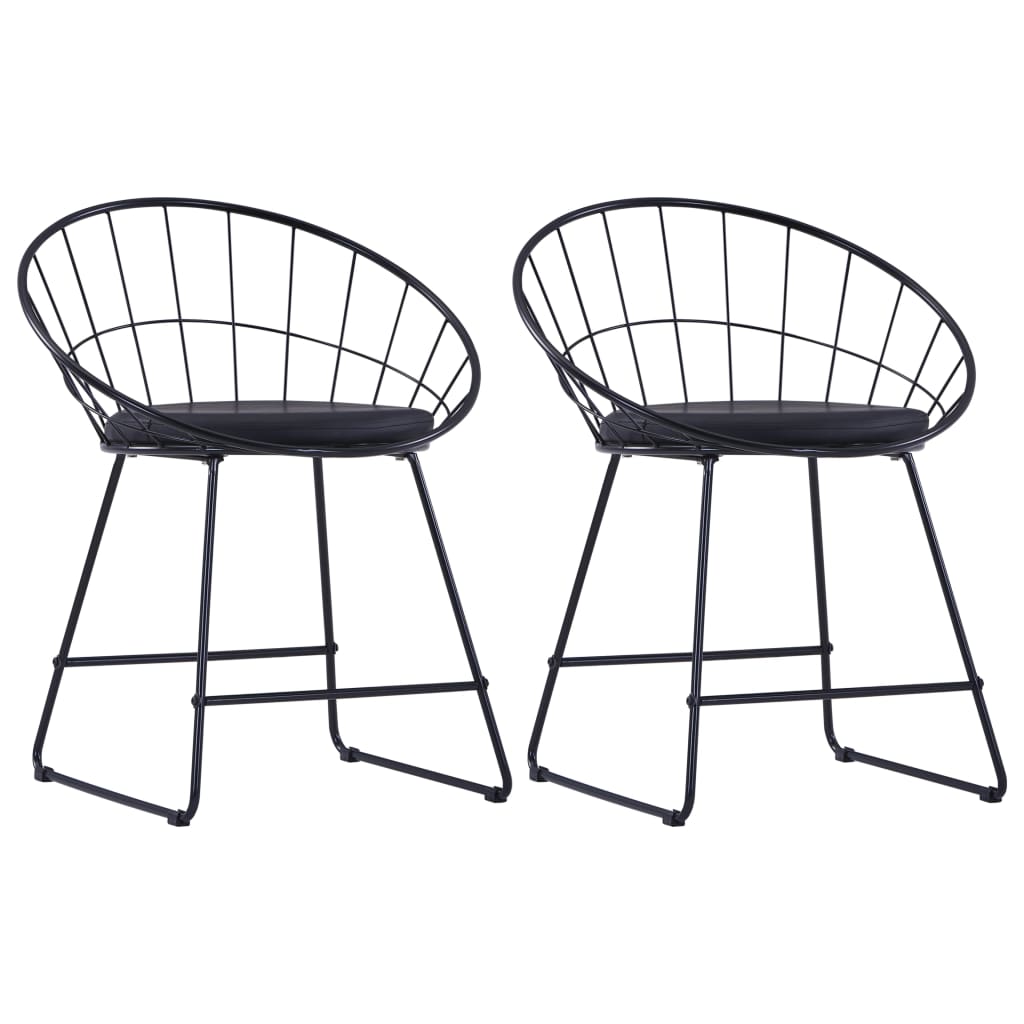Chaises À Manger Similicuir Lot De 4 Acier-Noir-2-La-Fabrique-Industrielle